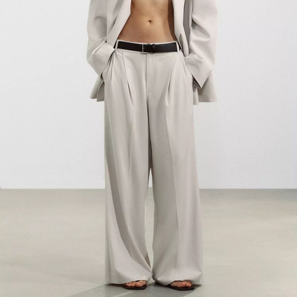 ZARA DOUBLE PLEAT BELTED PANTS